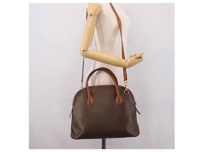 Céline CELINE Macadam Canvas Handtasche PVC Leather 2way Brown Gold Auth ep15962 Braun Golden - Ansicht 26
