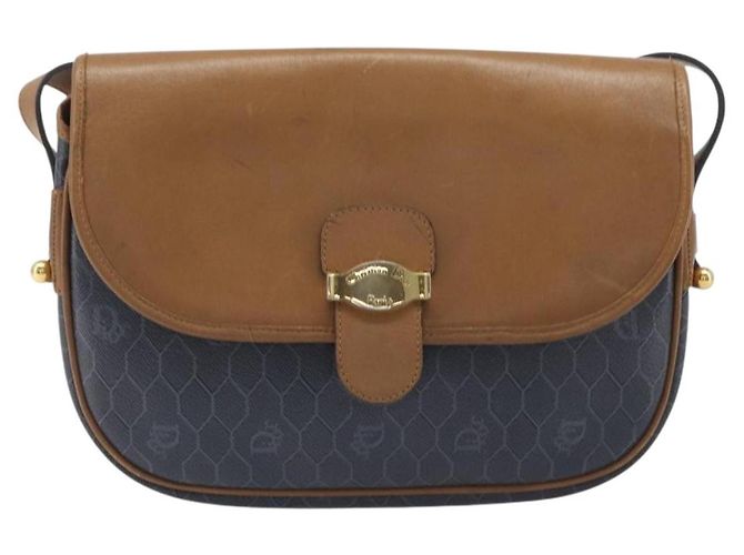 Borsa a tracolla Christian Dior Honeycomb Canvas PVC Gold Blue Auth ep16154 D'oro - vista 13