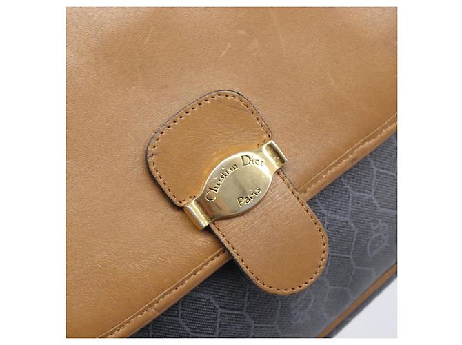 Borsa a tracolla Christian Dior Honeycomb Canvas PVC Gold Blue Auth ep16154 D'oro - vista 20