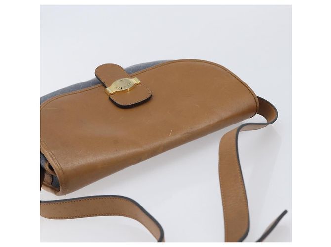 Borsa a tracolla Christian Dior Honeycomb Canvas PVC Gold Blue Auth ep16154 D'oro - vista 6