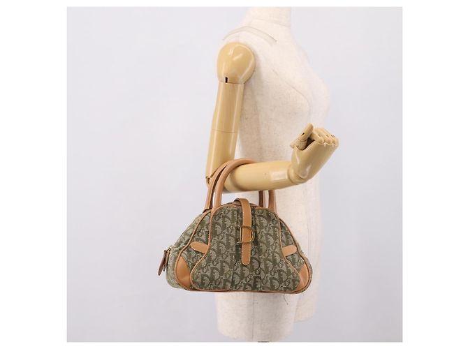 Borsa Double Saddle Christian Dior Trotter Canvas Khaki Gold Tone Auth mr2931 Cachi - vista 25