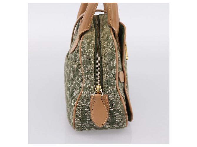 Borsa Double Saddle Christian Dior Trotter Canvas Khaki Gold Tone Auth mr2931 Cachi - vista 3