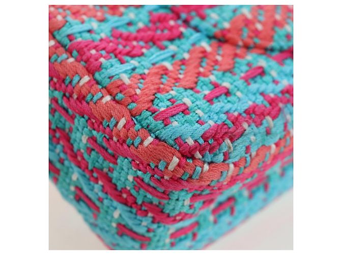 Borsa a catena CHANEL Matelasse 25 Tweed Rosa Blu Chiaro CC Auth yk20942SM - vista 16