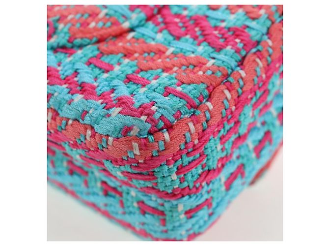 Borsa a catena CHANEL Matelasse 25 Tweed Rosa Blu Chiaro CC Auth yk20942SM - vista 17