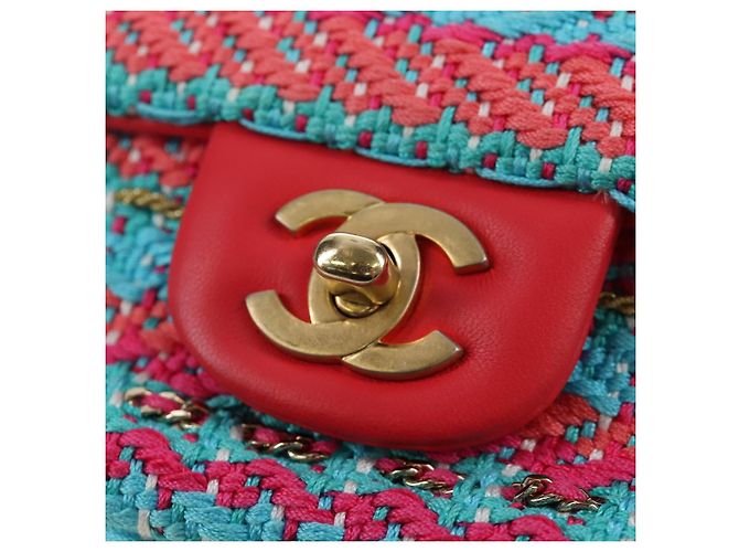 Borsa a catena CHANEL Matelasse 25 Tweed Rosa Blu Chiaro CC Auth yk20942SM - vista 18