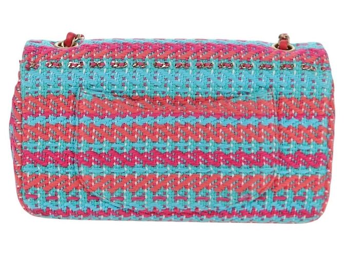 Borsa a catena CHANEL Matelasse 25 Tweed Rosa Blu Chiaro CC Auth yk20942SM - vista 2