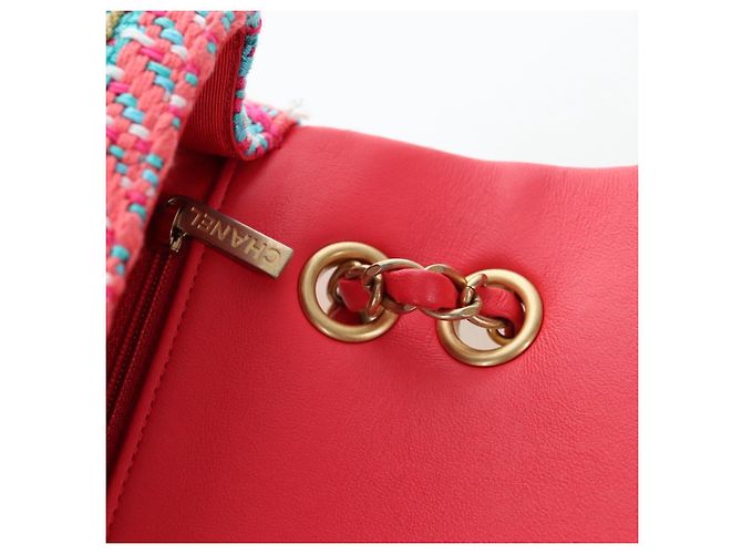 Borsa a catena CHANEL Matelasse 25 Tweed Rosa Blu Chiaro CC Auth yk20942SM - vista 20