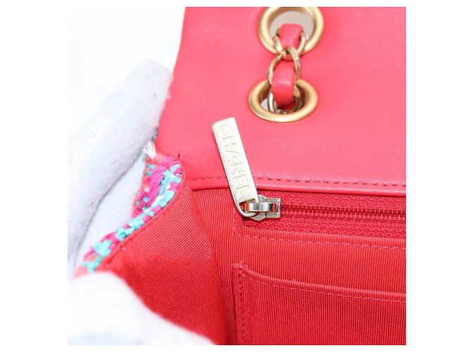 Borsa a catena CHANEL Matelasse 25 Tweed Rosa Blu Chiaro CC Auth yk20942SM - vista 25
