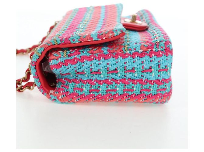 Borsa a catena CHANEL Matelasse 25 Tweed Rosa Blu Chiaro CC Auth yk20942SM - vista 3