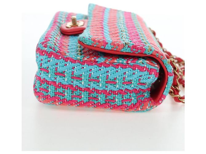 Borsa a catena CHANEL Matelasse 25 Tweed Rosa Blu Chiaro CC Auth yk20942SM - vista 4