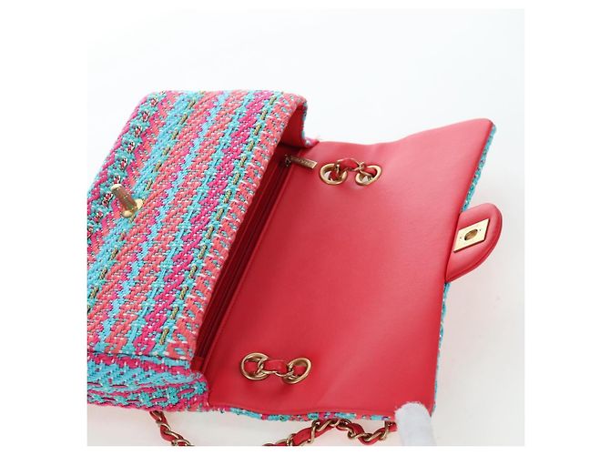 Borsa a catena CHANEL Matelasse 25 Tweed Rosa Blu Chiaro CC Auth yk20942SM - vista 9