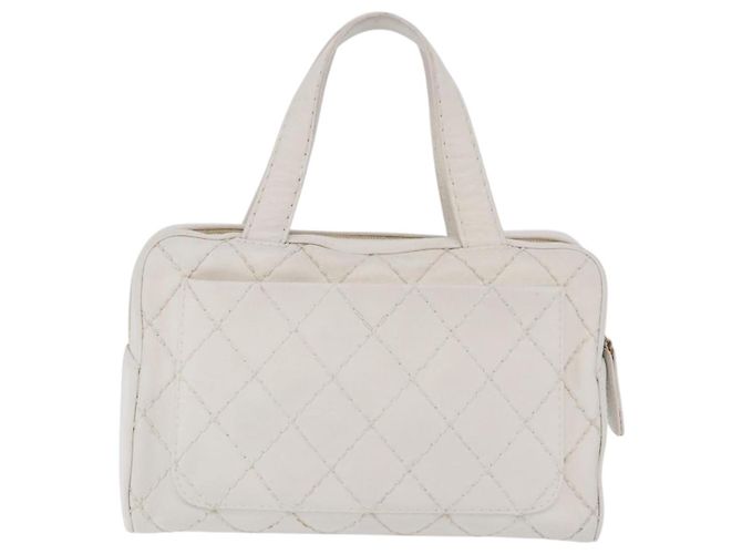 Bolsa CHANEL Wild Stitch em couro branco com detalhes dourados CC Auth mr2972 - vista 2