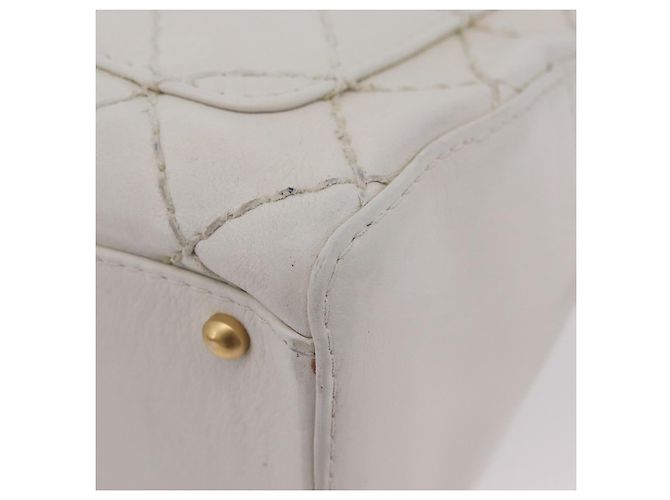Bolsa CHANEL Wild Stitch em couro branco com detalhes dourados CC Auth mr2972 - vista 20