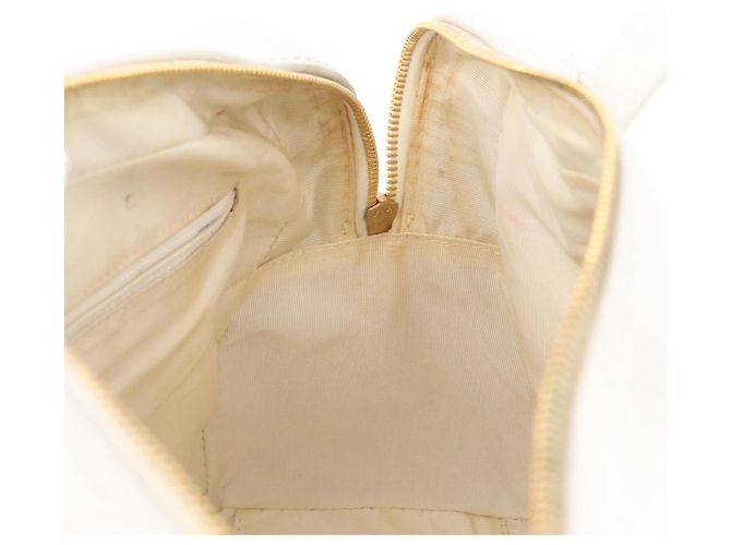 Bolsa CHANEL Wild Stitch em couro branco com detalhes dourados CC Auth mr2972 - vista 25