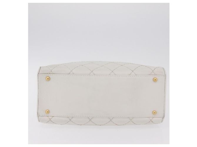 Bolsa CHANEL Wild Stitch em couro branco com detalhes dourados CC Auth mr2972 - vista 6