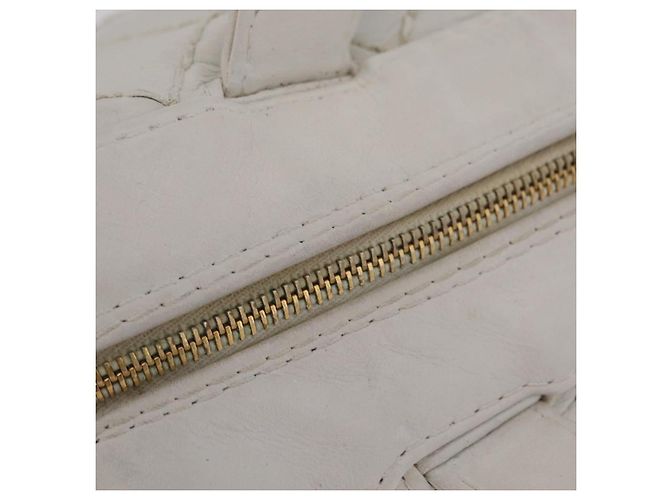 Bolsa CHANEL Wild Stitch em couro branco com detalhes dourados CC Auth mr2972 - vista 8
