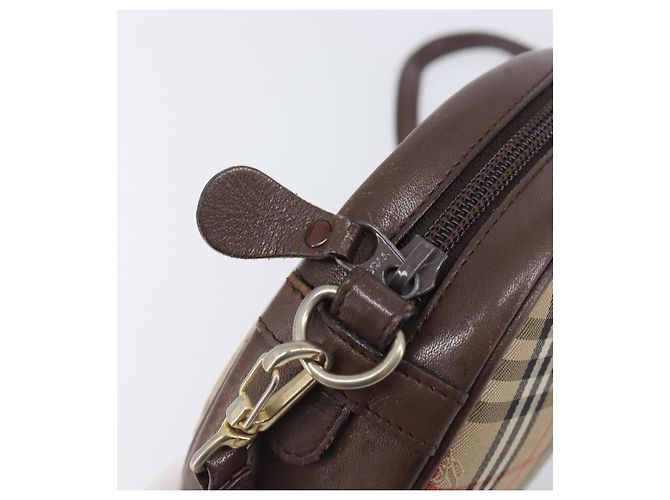 Borsa a tracolla Burberrys Nova Check Canvas Beige Tono Oro Auth bs37157 - vista 10
