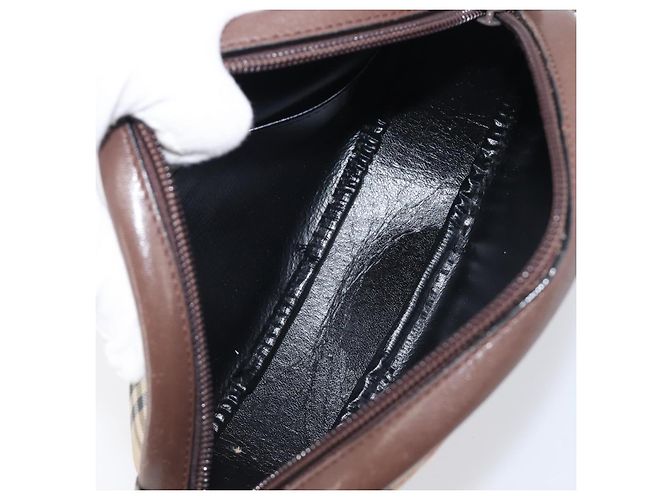 Borsa a tracolla Burberrys Nova Check Canvas Beige Tono Oro Auth bs37157 - vista 12