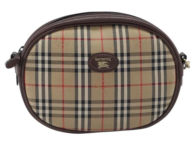 Borsa a tracolla Burberrys Nova Check Canvas Beige Tono Oro Auth bs37157 - vista 13