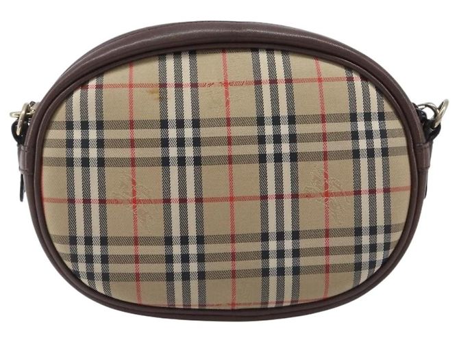 Borsa a tracolla Burberrys Nova Check Canvas Beige Tono Oro Auth bs37157 - vista 2
