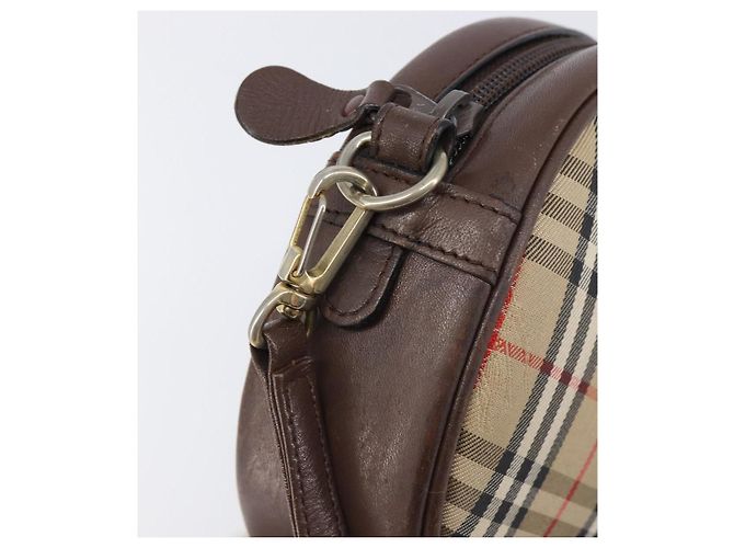 Borsa a tracolla Burberrys Nova Check Canvas Beige Tono Oro Auth bs37157 - vista 20
