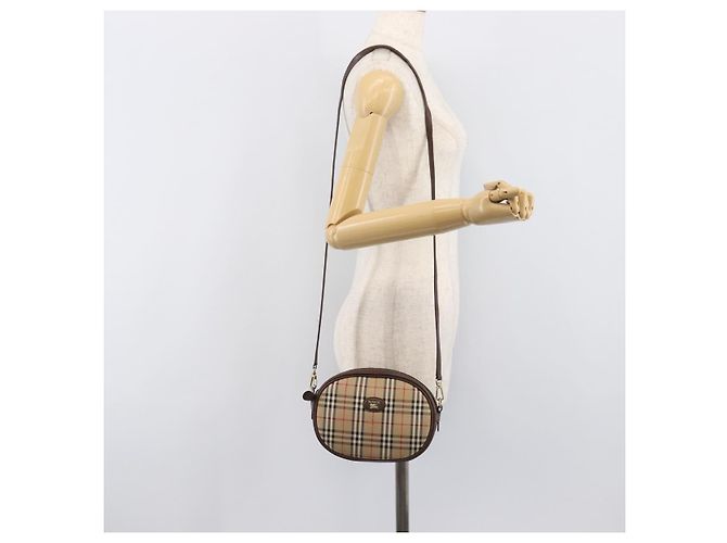Borsa a tracolla Burberrys Nova Check Canvas Beige Tono Oro Auth bs37157 - vista 24