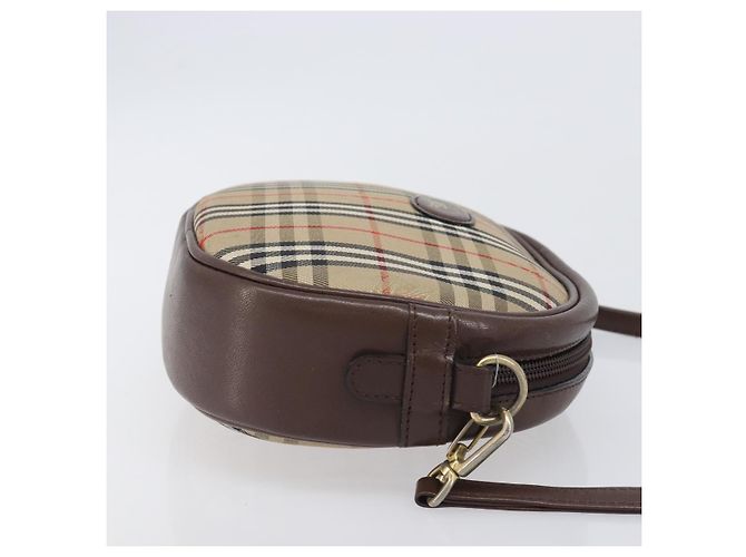Borsa a tracolla Burberrys Nova Check Canvas Beige Tono Oro Auth bs37157 - vista 3