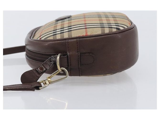 Borsa a tracolla Burberrys Nova Check Canvas Beige Tono Oro Auth bs37157 - vista 4