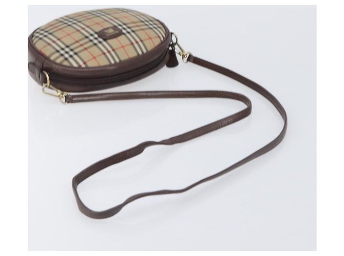 Borsa a tracolla Burberrys Nova Check Canvas Beige Tono Oro Auth bs37157 - vista 8