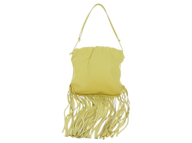 Borsa a tracolla BOTTEGA VENETA in pelle gialla autentica 204821M - vista 13