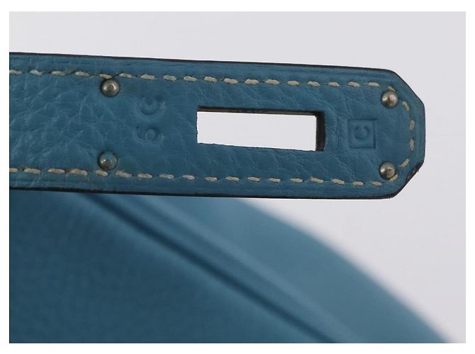 Hermès Borsa a mano HERMES Birkin 35 in pelle Taurillon Blu Turchese Argento Auth LN221SM - vista 11