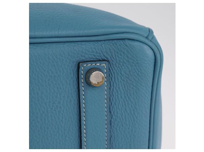 Hermès Borsa a mano HERMES Birkin 35 in pelle Taurillon Blu Turchese Argento Auth LN221SM - vista 16