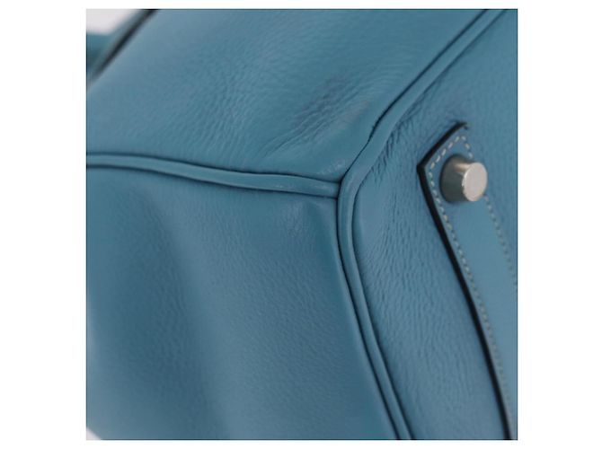 Hermès Borsa a mano HERMES Birkin 35 in pelle Taurillon Blu Turchese Argento Auth LN221SM - vista 17