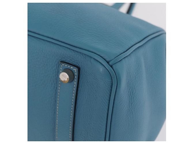 Hermès Borsa a mano HERMES Birkin 35 in pelle Taurillon Blu Turchese Argento Auth LN221SM - vista 18