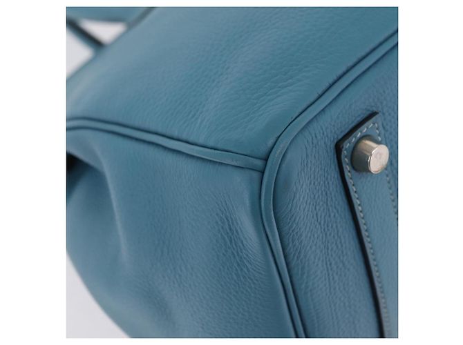Hermès Borsa a mano HERMES Birkin 35 in pelle Taurillon Blu Turchese Argento Auth LN221SM - vista 19