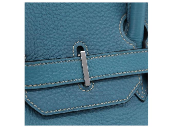 Hermès Borsa a mano HERMES Birkin 35 in pelle Taurillon Blu Turchese Argento Auth LN221SM - vista 21