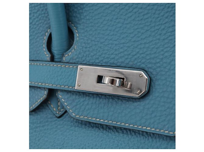 Hermès Borsa a mano HERMES Birkin 35 in pelle Taurillon Blu Turchese Argento Auth LN221SM - vista 24