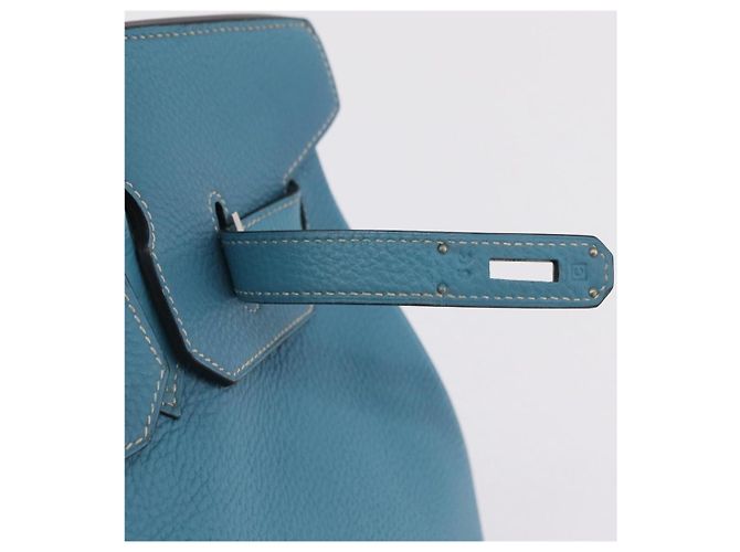 Hermès Borsa a mano HERMES Birkin 35 in pelle Taurillon Blu Turchese Argento Auth LN221SM - vista 25