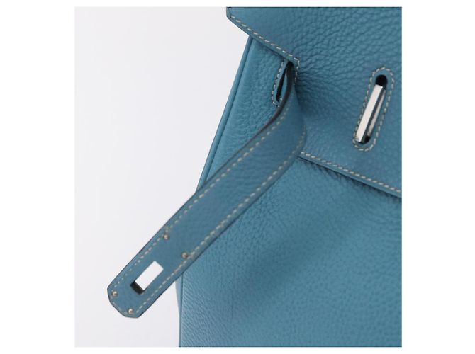 Hermès Borsa a mano HERMES Birkin 35 in pelle Taurillon Blu Turchese Argento Auth LN221SM - vista 26
