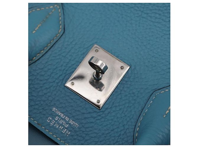 Hermès Borsa a mano HERMES Birkin 35 in pelle Taurillon Blu Turchese Argento Auth LN221SM - vista 30