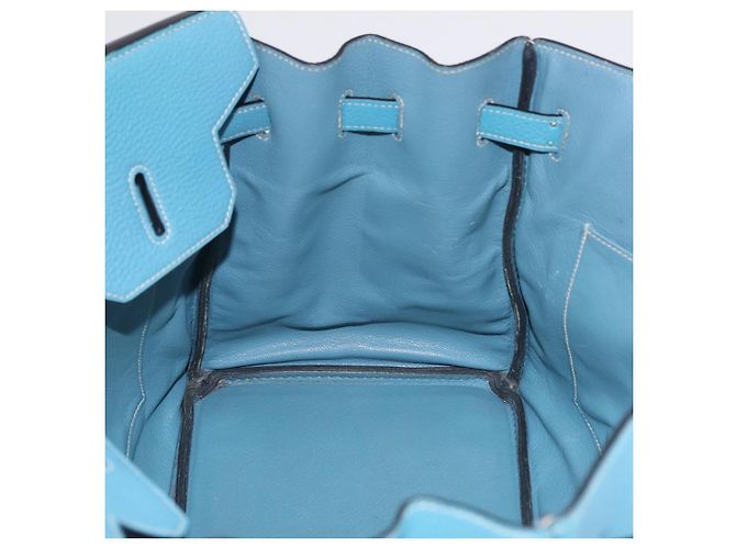 Hermès Borsa a mano HERMES Birkin 35 in pelle Taurillon Blu Turchese Argento Auth LN221SM - vista 32