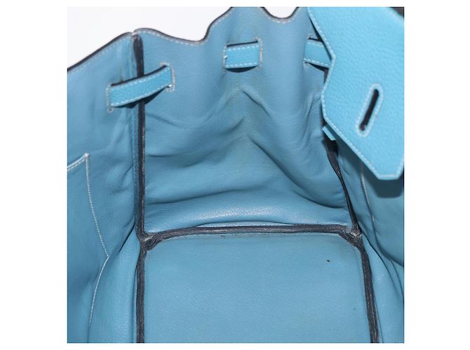 Hermès Borsa a mano HERMES Birkin 35 in pelle Taurillon Blu Turchese Argento Auth LN221SM - vista 33