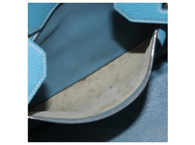 Hermès Borsa a mano HERMES Birkin 35 in pelle Taurillon Blu Turchese Argento Auth LN221SM - vista 36