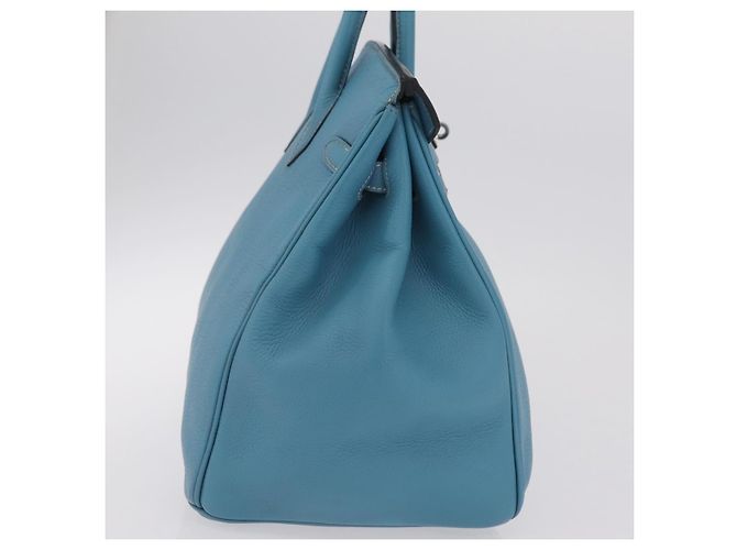 Hermès Borsa a mano HERMES Birkin 35 in pelle Taurillon Blu Turchese Argento Auth LN221SM - vista 5