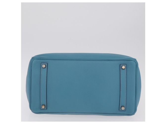 Hermès Borsa a mano HERMES Birkin 35 in pelle Taurillon Blu Turchese Argento Auth LN221SM - vista 6