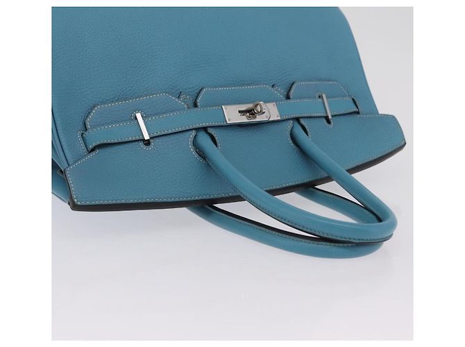 Hermès Borsa a mano HERMES Birkin 35 in pelle Taurillon Blu Turchese Argento Auth LN221SM - vista 7