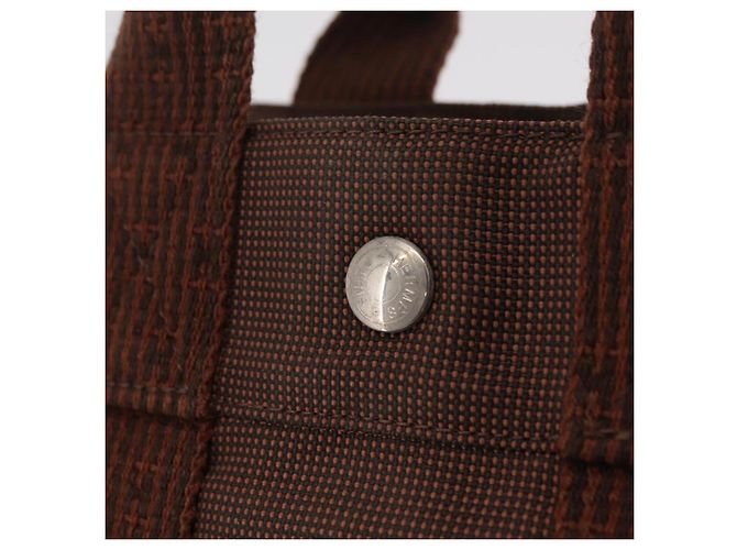 Hermès HERMES Her Line Tote PM Tote Bag Canvas Brown Silver Auth bs37214 Braun Silber - Ansicht 17