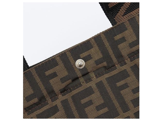 Borsa a mano FENDI Zucca Canvas Nero Marrone Auth ep16123 - vista 10