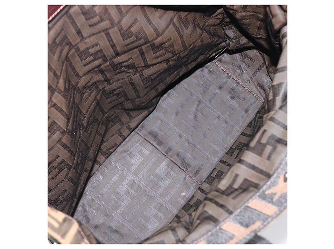Borsa a mano FENDI Zucca Canvas Nero Marrone Auth ep16123 - vista 11