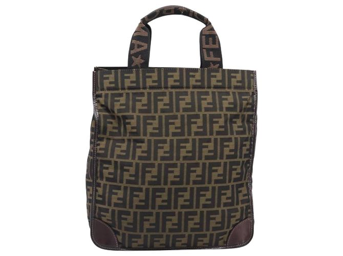 Borsa a mano FENDI Zucca Canvas Nero Marrone Auth ep16123 - vista 13